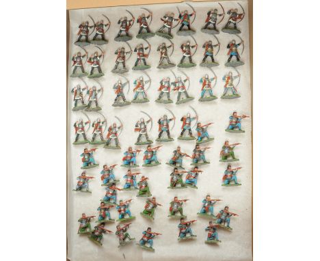 Britains Swoppets - A Group of '15th Century Knights' - Longbowmen &amp; Crossbowmen. Circa late 1960s. Conditions generally 