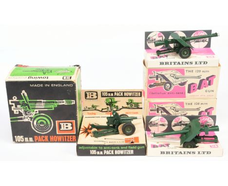 Britains - A Group of Boxed Artillery Guns. Comprising: 9724 '105mm PAK Howitzer' &amp; 2 x 9720 'B.A.T. Gun'. One of the 972