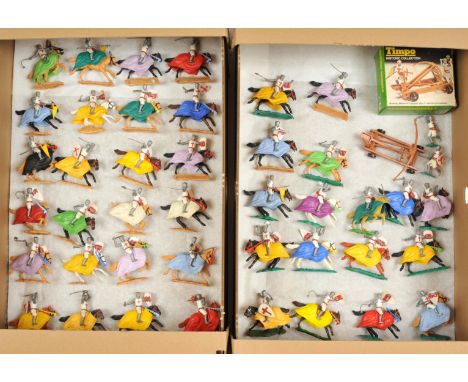 Timpo - 'Crusaders' Series - A Large Group of Mounted Figures Etc. Also includes a boxed 'Medieval Catapult' (Ref. 754). Cond