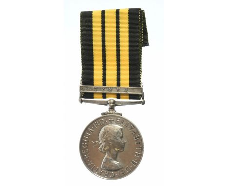 General Service Medal, Elizabeth II, with Kenya clasp. Awarded to: 23046862 Private D. Reeves, Kings Shropshire Light Infantr