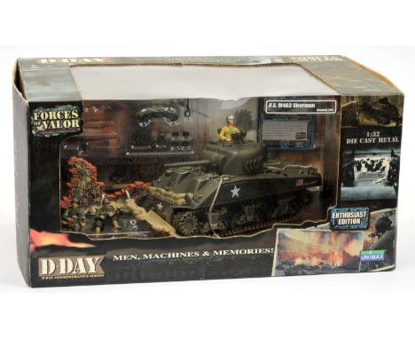 Unimax 'Forces of Valor' Range - 'U.S. M4A3 Sherman (Normandy 1941)', Boxed. Diecast, 1:32 scale, appears complete (although 