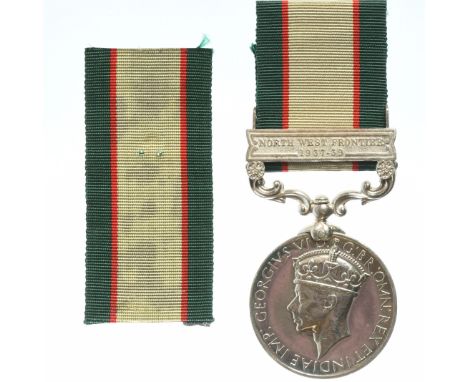General Service Medal, George VI, with North West Frontier 1937-39 clasp. Awarded to: 43032 Fitter Hav. Allah Ditta, 1 R. MTN
