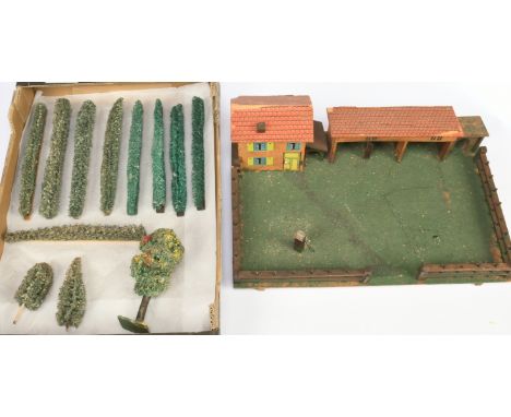 AG Models &amp; Others - A Wooden Model of Riding Stables &amp; House. Also includes some large-scale model hedges etc (possi