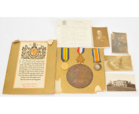 A Group of WWI Medals, Death Plaque &amp; Supporting Documents. Comprising: British War Medal 1914-18; The Allied Victory Med