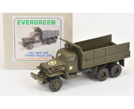 Evergreen (Netherlands) - '02C GMC 353 Tipper Truck (HT)', Boxed. White metal, 1:48 scale. Condition generally appears Near M
