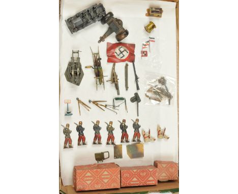 Unknown German Maker - A Tinplate Clockwork German Army Truck Etc. The truck measures approx. 13cm long &amp; marked 'Germany