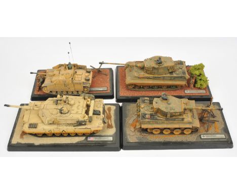 Unimax 'Forces of Valor' Range - A Group of Model Tanks on Plinths. Comprising: US M1A1 Abrams (Kuwait 1991); German Tiger I 