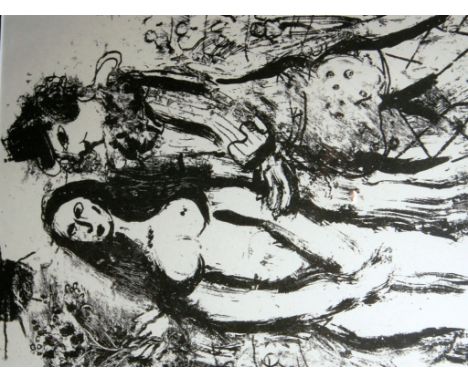After Marc Chagall 'Clown in Love', original lithograph 1963, lithograph, 31cm x 23cm