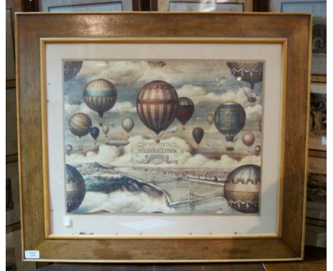 A David Joel frame with inset later ballooning print, with label, 76cm x 65 overall