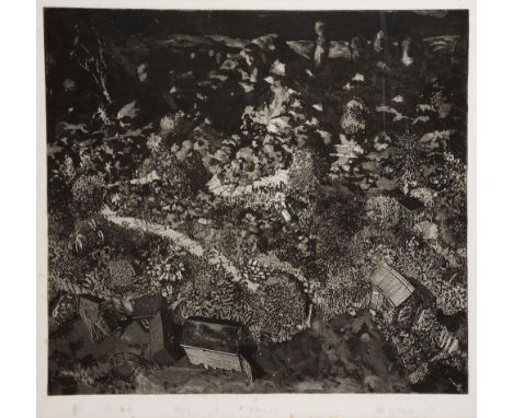 Peter C Warden (20th Century) Gethsemane, signed and dated 1976, titled artist proof fifth state, etching, 41cm x 47cm