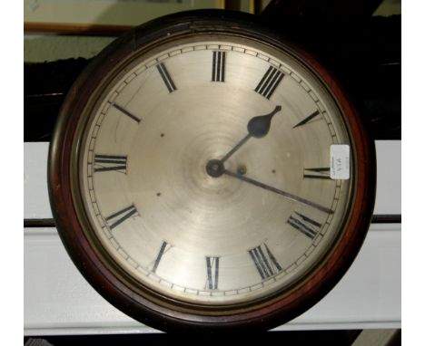 A Victorian mahogany wall clock with silvered dial and fusee movement, dial 30cm