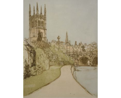 Richard Beer (British, b.1928) Magdalen Bridge, signed and titled in pencil, numbered 118/150, colour etching with Christie's