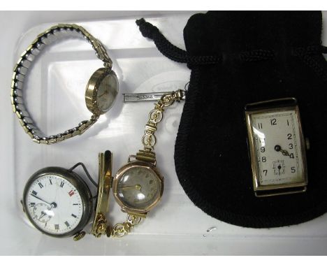 Zenith; A 9ct Gold Cased Gent's Wristwatch Head, the unsigned dial with black Arabic numerals and seconds subsidiary dial, th