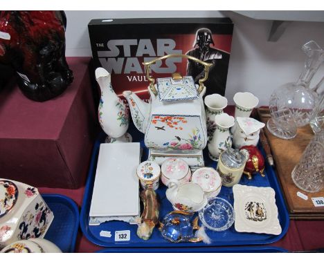 A Franklin Mint Teapot, Aynsley, Portmeirion, Cottage Rose and other ceramics:- One Tray; The Star Wars Vault by Sansweet and