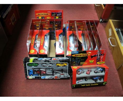 Thirteen Boxed Auto Tech Cars, robot sets, together with boxed Hot Wheels Silver Anniversary set of five cars, a boxed truck 