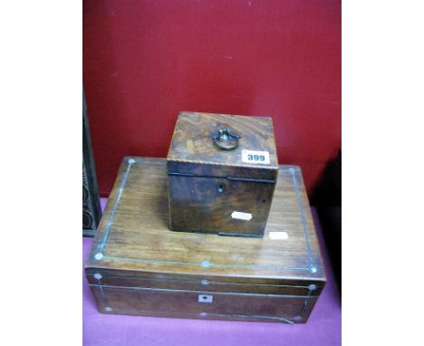 XIX Century Mahogany Caddy Box, and work box.