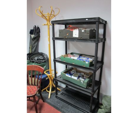 A Hat and Coat Stand, plastic collapsible shelves.