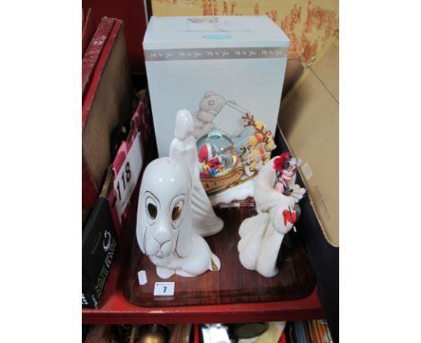 'Me to You' Snow Globe, Disney Cruella De Vil, Pauline Shone 'Georgina' and ceramic dog:- One Tray