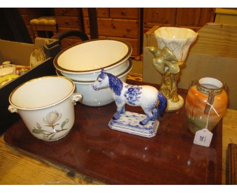 Hutchenreuther Porcelain Vase, Royal Worcester Goblet Vase, Noritake Vase and a Porcelain Horse