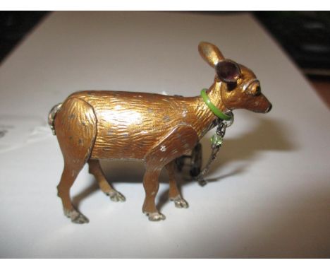 Unusual Silver and Cold Painted Enamel Brooch Formed as a Deer with Coloured Enamel Highlights, London 1981