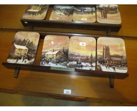 Set of 4 Davenport A White Christmas Collection Plates with Wall Shelf