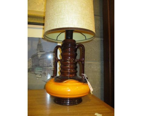 Mid 20th Century German Pottery Lamp with Shade
