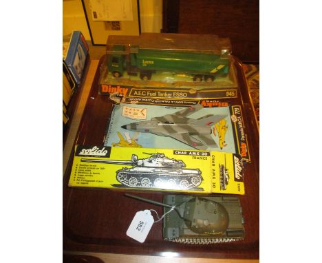Dinky AEC Fuel Tanker Esso 945 and Panavia MRCA 729, and a Solido Char AMX30 Tank 209