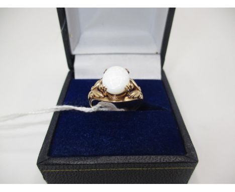 9ct Gold Fiery Opal Art Nouveau Style Ring, Size K