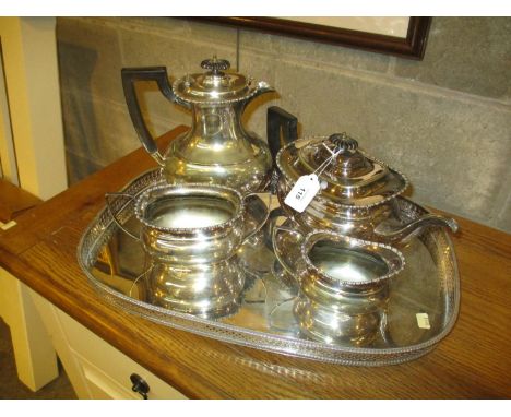 Silver Plated 4 Piece Tea Service with Tray