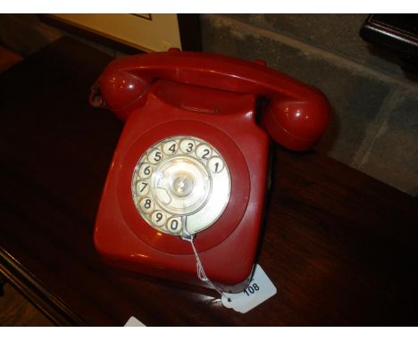 Vintage Red Plastic Dial Telephone