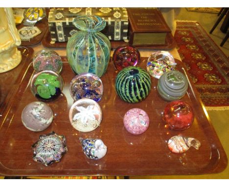 Mdina, Caithness and Other Paperweights and a Mdina Vase