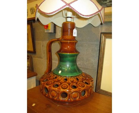 Mid 20th Century Pottery Table Lamp with Shade