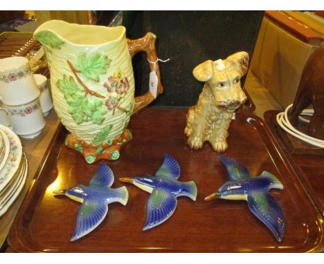 Sylvac Dog, Shorter &amp; Son Jug and 3 Wall Kingfishers