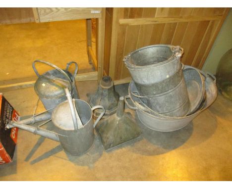 Cast Metal Rain Water Hopper, 2 Watering Cans, Buckets and Baths