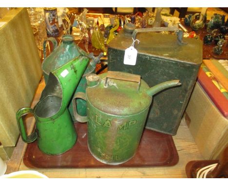Vintage Petrol Can, 2 Oil Cans and Oil Jug