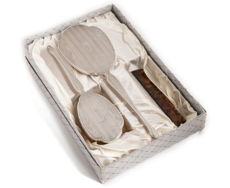 SILVER HAIRBRUSH, COMB & MIRROR SET