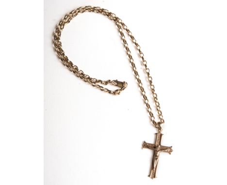 9CT GOLD CRUCIFIX AND CHAIN 11.8GRMS