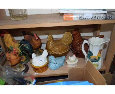 Quantity of ceramic chickens and others