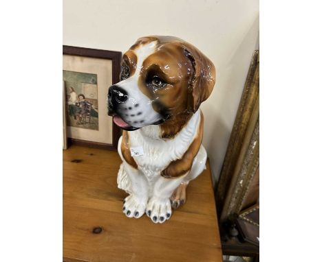 Large ceramic model of a St Bernard, 50cm high