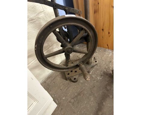 Cast iron blacksmiths drill together with a foot operated grinder