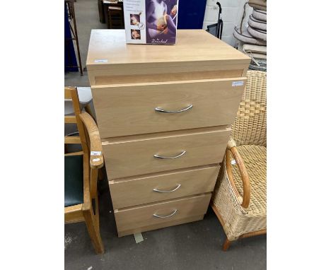 Light wood finish four drawer chest
