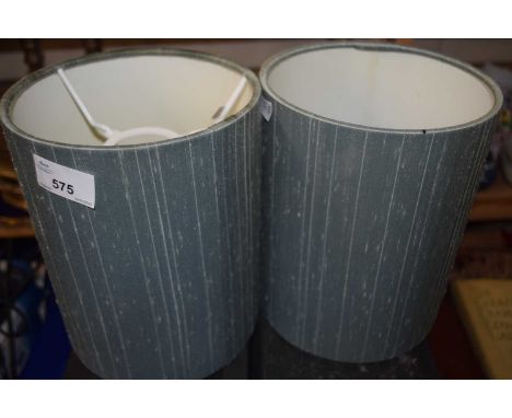 A pair of duck egg blue shot silk style lamp shades