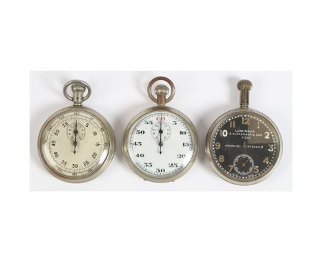 A British army stopwatch, and an RAF stopwatch, the markings over stamped and re-stamped "2GPO", both AF; also a scarce RNAS 
