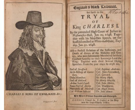 (ANON). England's Black Tribunal. Set forth in the Tryal of King Charles 1. By the pretended High Court of Justice in Westmin