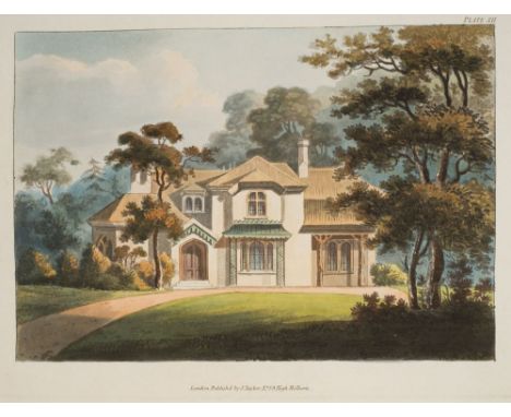LUGAR, R - Architectural Sketches for Cottages, Rural Dwellings, and Villas : 38 plates inc. 24 hand coloured aquatints, disb