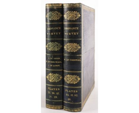 ORDNANCE SURVEY : Devon/Cornwall Sheets : 25, 26, 27, 28, 29 & 30, 31, 32 ( missing 33), 8 folding uncoloured maps, Scale one