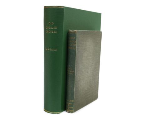 LANGDON, Arthur G - Old Cornish Crosses : illust, inc. folding map, rebound in green cloth, 4to, Joseph Pollard, Truro, 1896.