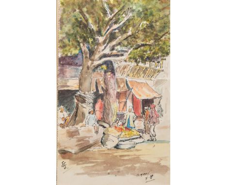 Corporal G. Cooper [circa 1917]- Bombay; a sketch book with drawings, largely of Bombay, the Harbour, Elephant Cave, Dhows, M