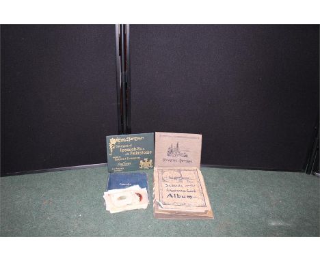 Vintage Cigarette card albums together with an interesting album of vintage postcards from Malta, Gallipoli, etc, and a numbe
