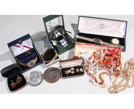 Jewellery, to include necklaces, a bangle, Worcester Gentleman's wristwatch, digital wristwatch, Avia watch, cufflinks